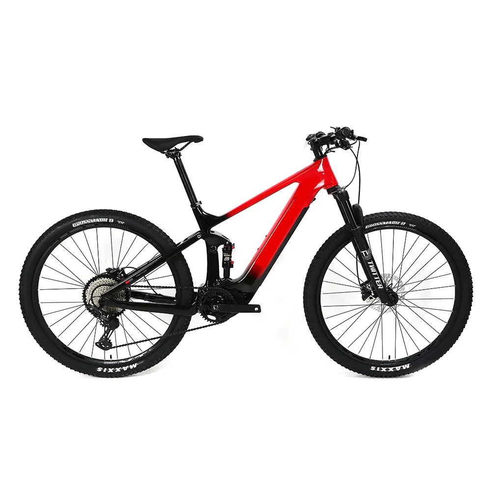 GALAXY 29inch carbon fiber frame hybrid bikes full suspension dirt adult mid drive bicycle electric mountain bike