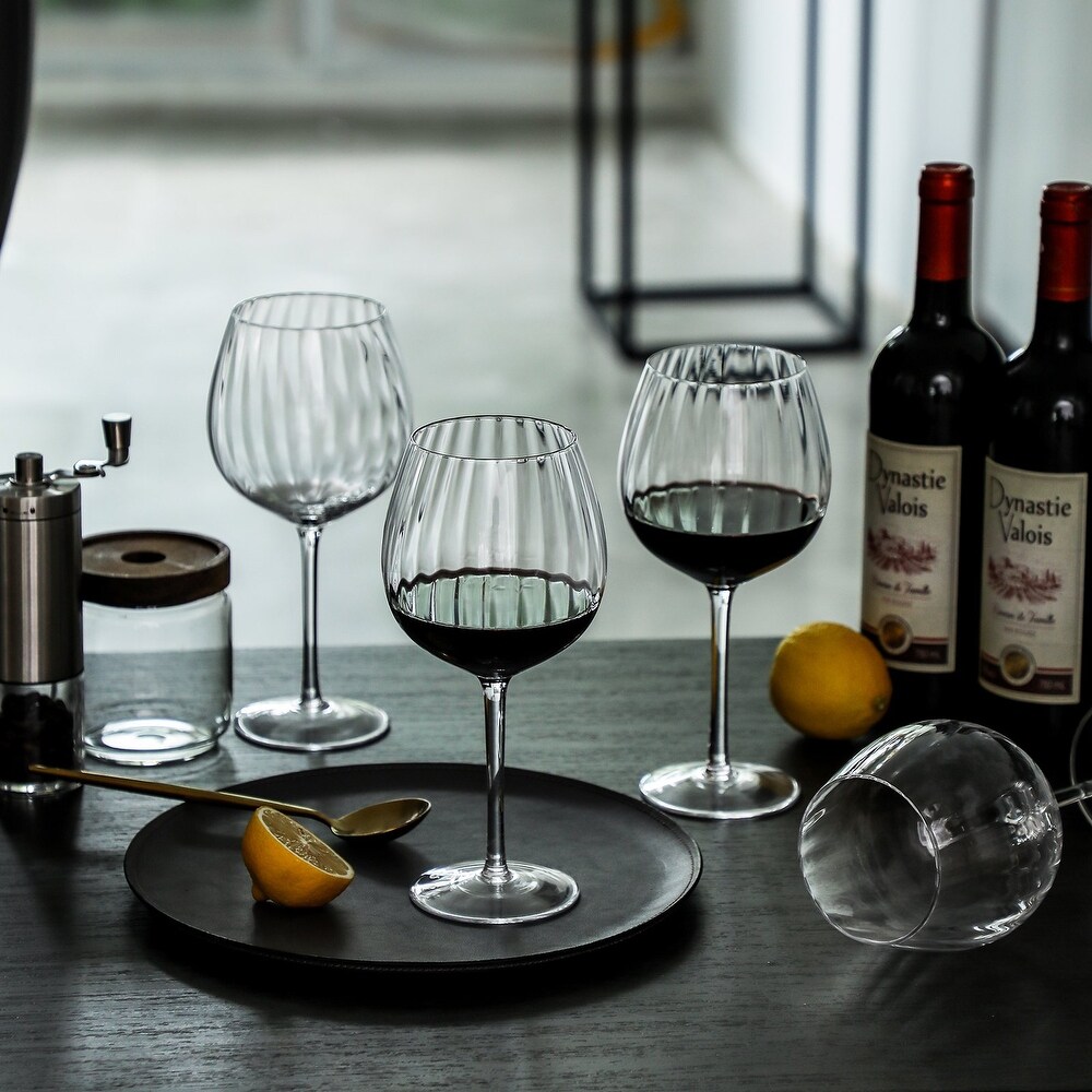 Ribbed Optic Wine Glasses set of 4   4.25\