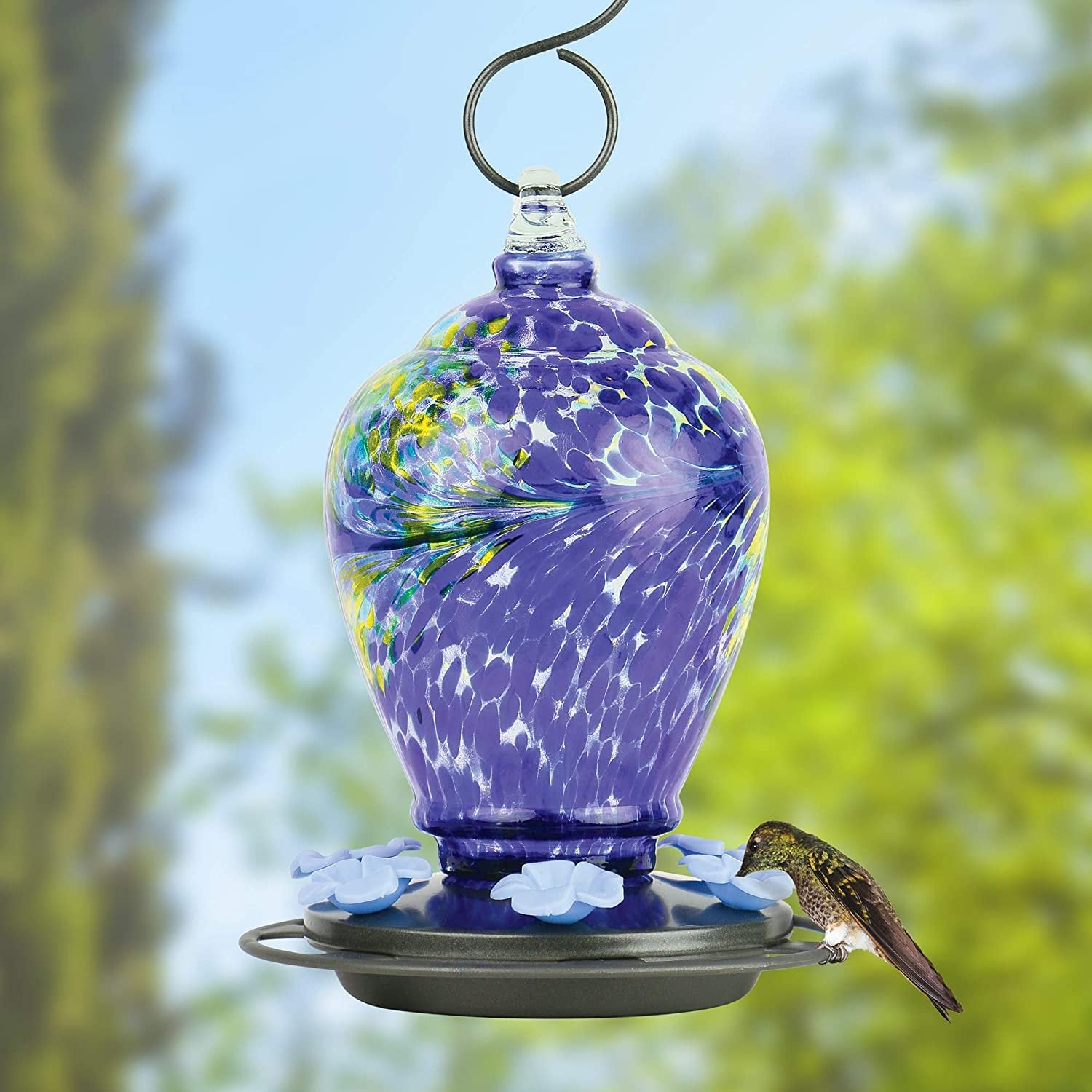 Nature's Way Bird Products AGF2 Hand Blown Artisan Gravity Spring Rain Hummingbird Feeder