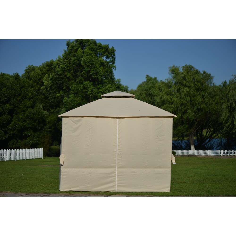 10.6x10.6ft Grill Canopy BBQ Gazebo Tent With Curtain Beige