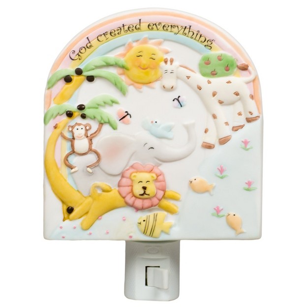 Green And Yellow God Created Everything Porcelain Night Light