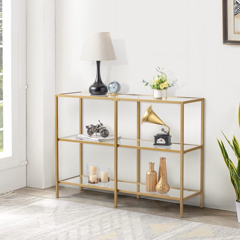 Golden Frame Glass Entryway Console Table Sofa Table39\