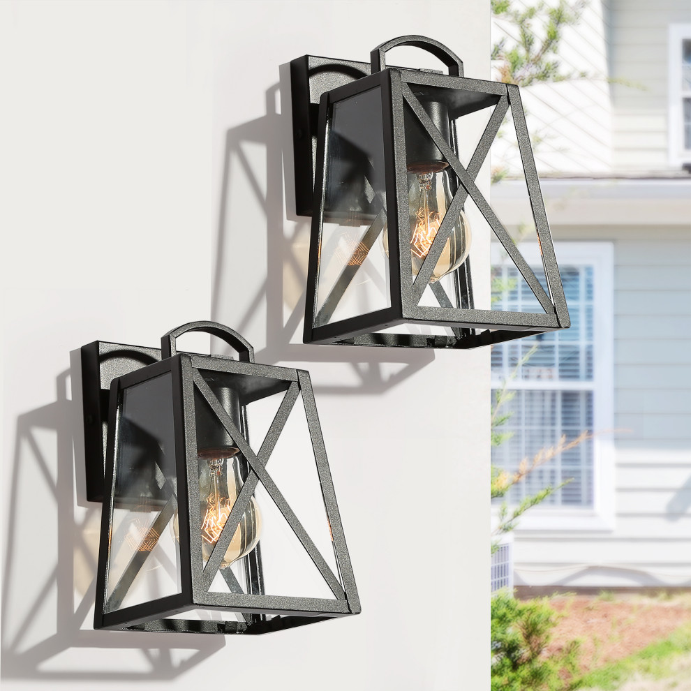 LNC Modern 1 Light Black Cage Outdoor Wall Light   Transitional   Outdoor Wall Lights And Sconces   by LNC  Houzz