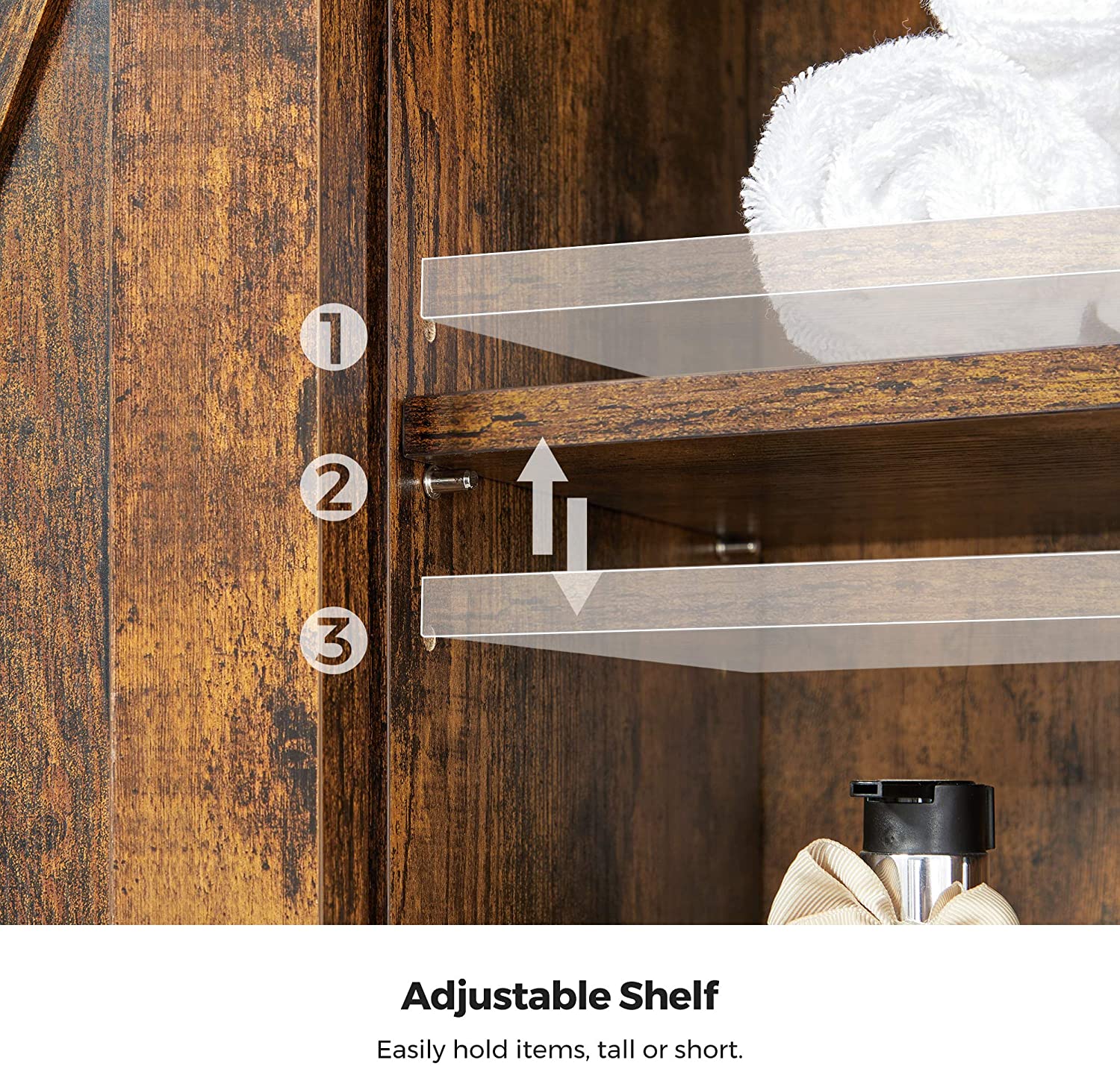 VASAGLE COBADO Over-the-Toilet Storage Cabinet, with Cupboard and Shelves