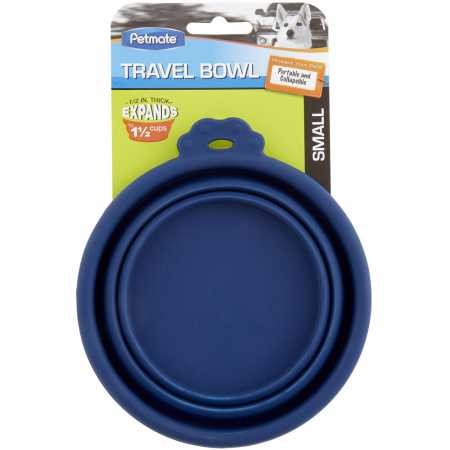 Petmate Silicone Collapsible Travel Bowl  Blue (1.5 Cups)