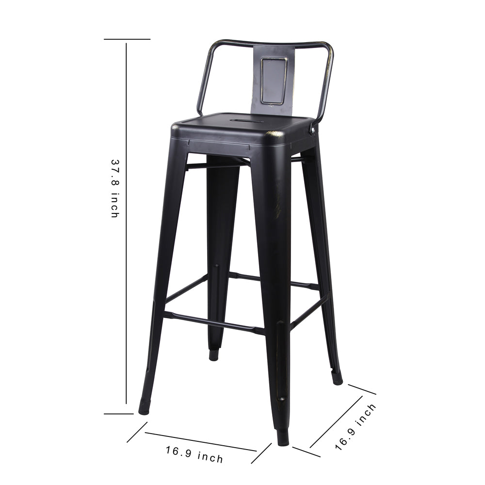 GIA Design Group 24 Inch Counter Height Low Back Metal Stool， Black