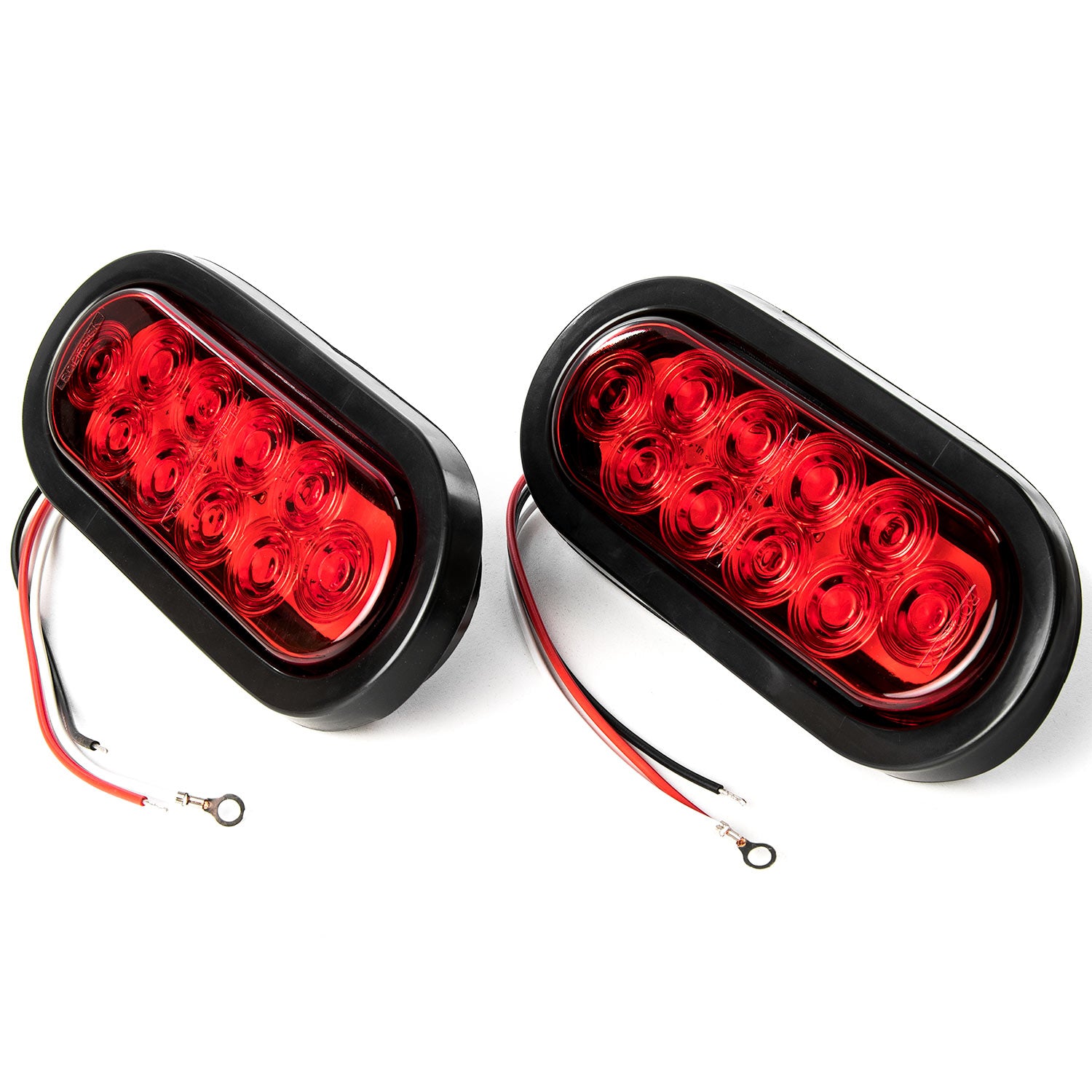 Kapsco Moto TRL-N10 12V LED Oval Trailer Light Low Profile Kit Tail Stop Turn Running Lights for Boat Trailer Truck Marineand#44; Red