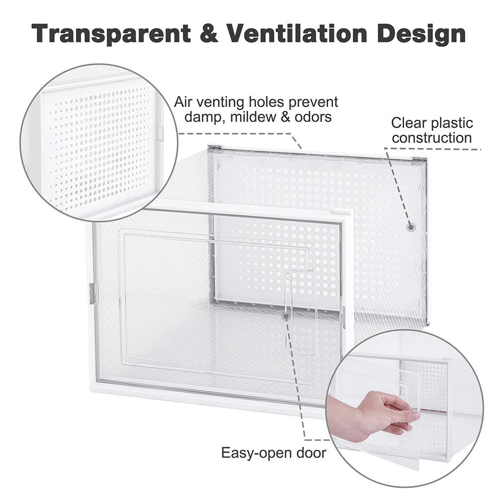 Yescom Clear Shoe Box Stackable Under Bed Storage 14x11x8