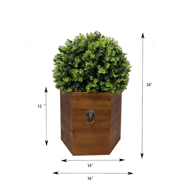 24 Ball Topiary in Redwood Pot，Artificial Faux Plant for indoor and outdoor