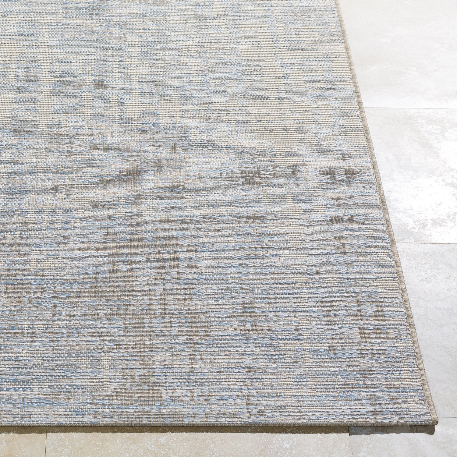 Santa Cruz Outdoor Rug in Sky Blue & Taupe