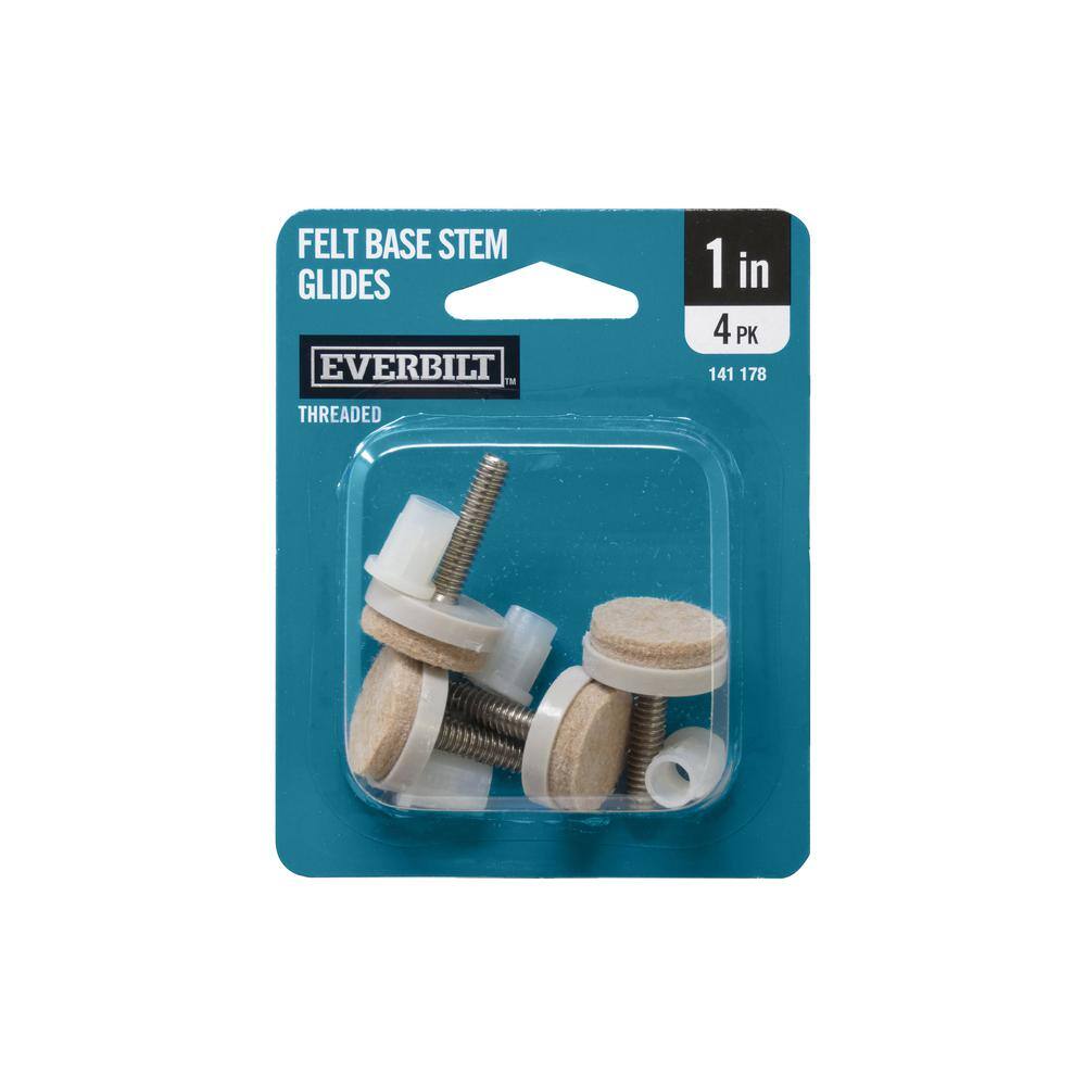 Everbilt 1 in. Beige Round Felt Threaded Stem Furniture Glides for Floor Protection (4-Pack) 49908