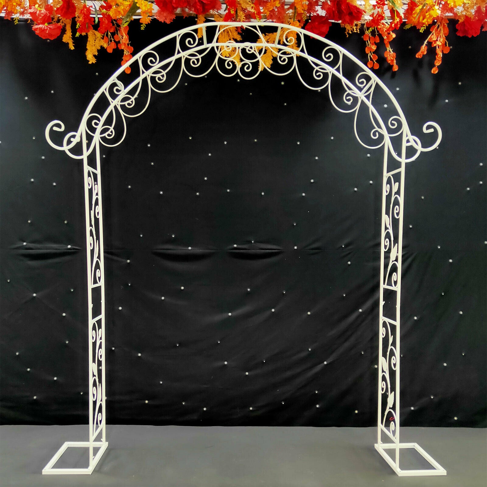 White Metal Garden Arbor for Garden Center,  7.7 Ft Tall Wedding Arch for Wedding Party Decor