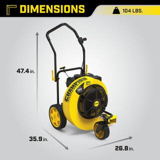 Champion Power Equipment 160 MPH 1300 CFM 224 cc Walk-Behind Gas Leaf Blower with Swivel Front Wheel and 90-Degree Flow Diverter 200947