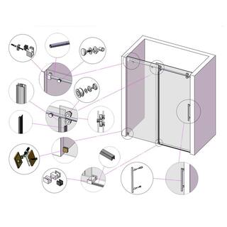 MCOCOD 72 in. W x 76 in. H Single Sliding Frameless Shower Door in Matte Black with Smooth Sliding and 38 in. (10 mm) Glass SS04-72x76-BL