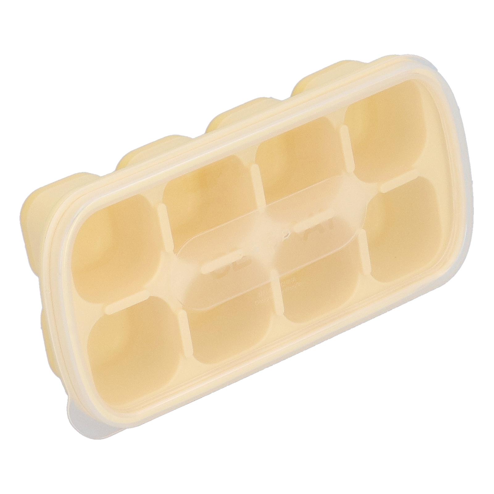 Ice Cube Tray， 8 Grid Square Silicone Ice Mold Heat Resistant Easy Release Ice Cube Maker Mold With Removable Lid For Cocktail， Whiskey[yellow]