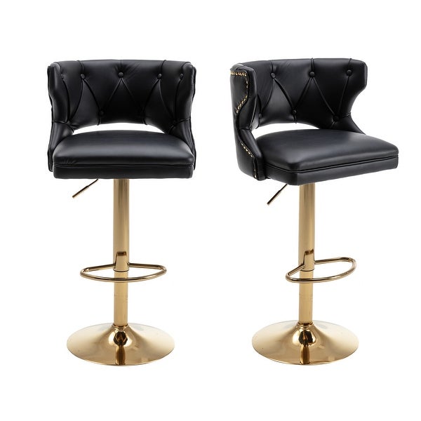 2PCS Counter Height Bar Stools Leather