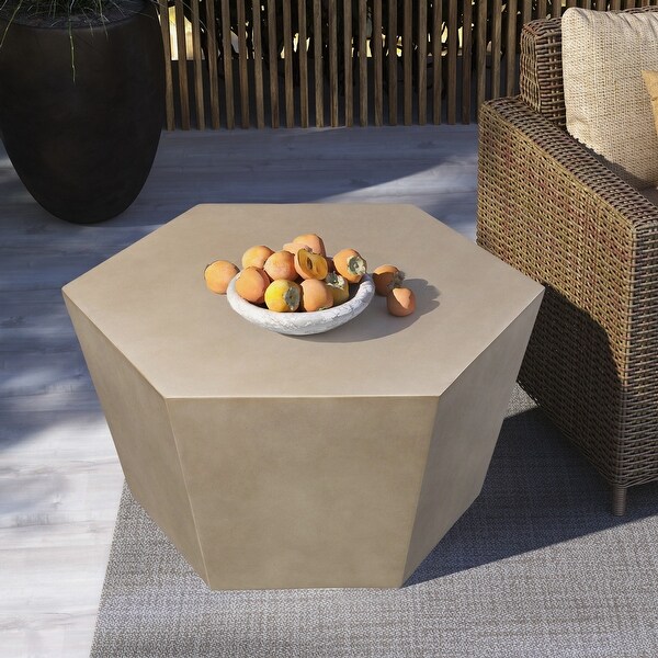 UPHA 28inch Outdoor Patio Hexagon Magnesium Oxide Furniture Coffee Table