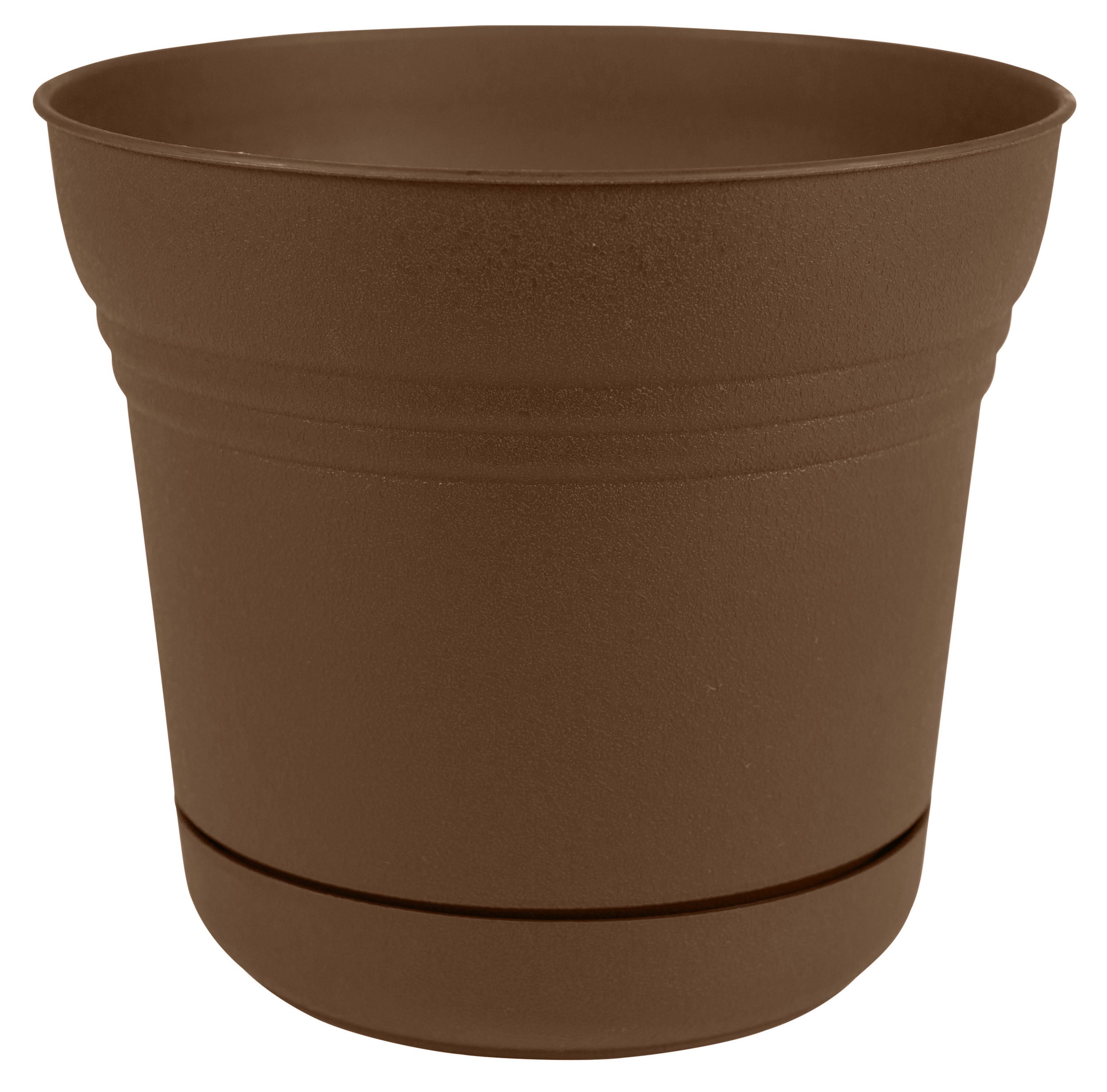 Bloem Saturn Planter W/ Saucer 5 x 4.5 Plastic Round Chocolate Brown