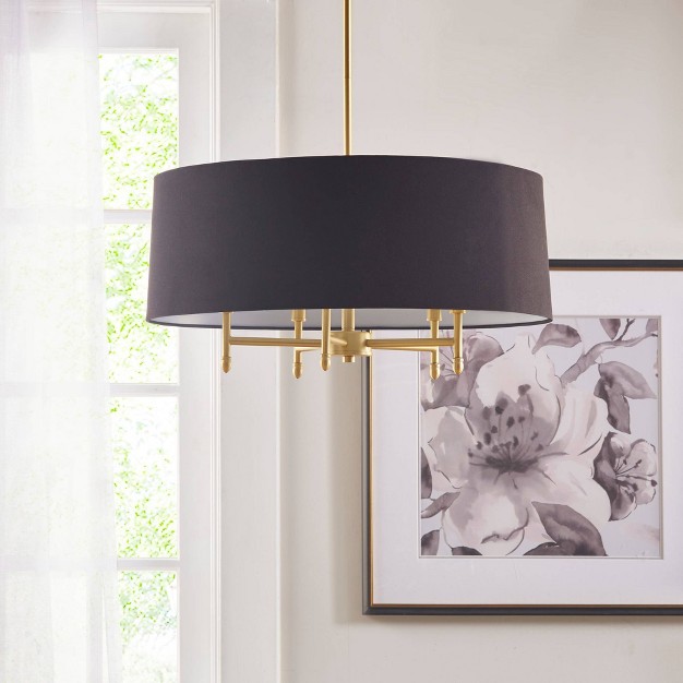 Presidio 5 light Black Drum Shade Chandelier Gold black Hampton Hill