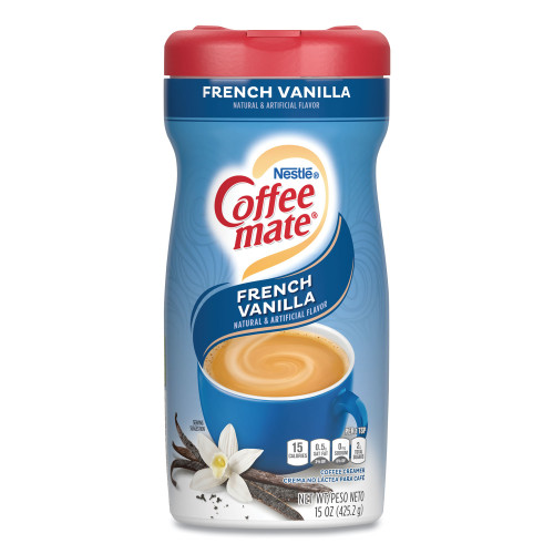 Coffee-mate Non-Dairy Powdered Creamer， French Vanilla， 15 oz Canister， 12/Carton (35775CT)