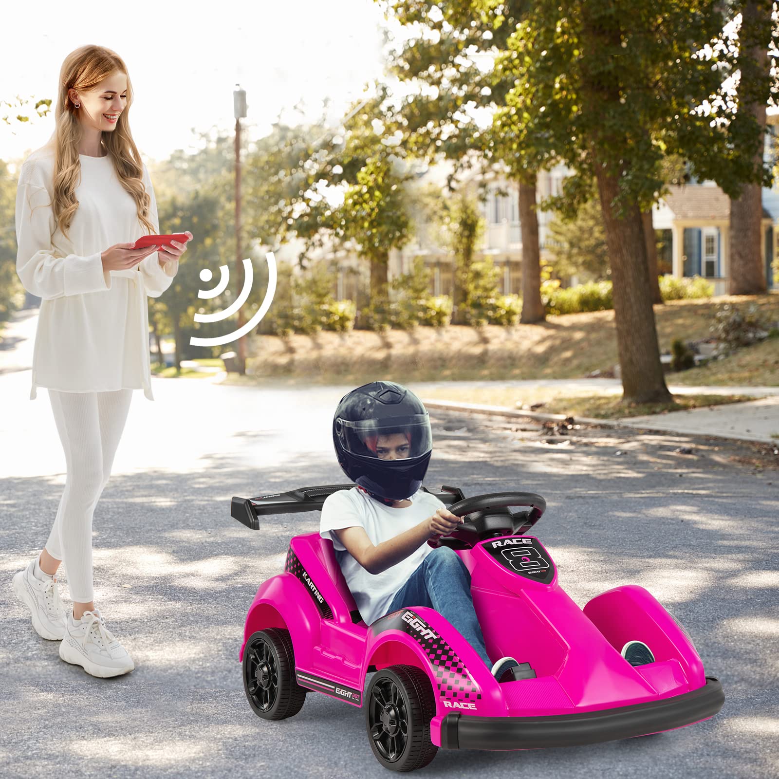 Costzon Ride on Car, Go Cart for Kids with Remote Control, Safety Belt, Music, USB Port, Forward/Backward