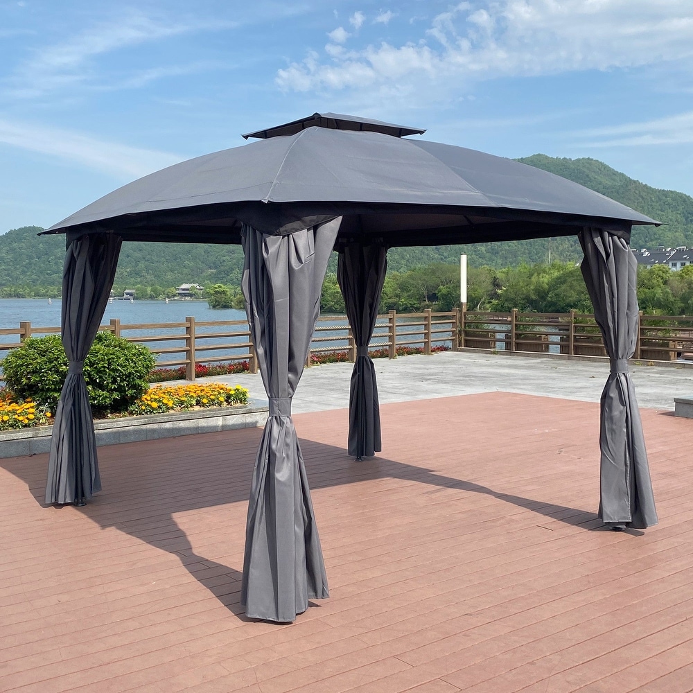 10' X 10' Steel Polyester Soft Top Outdoor Canopy Gazebo Tent