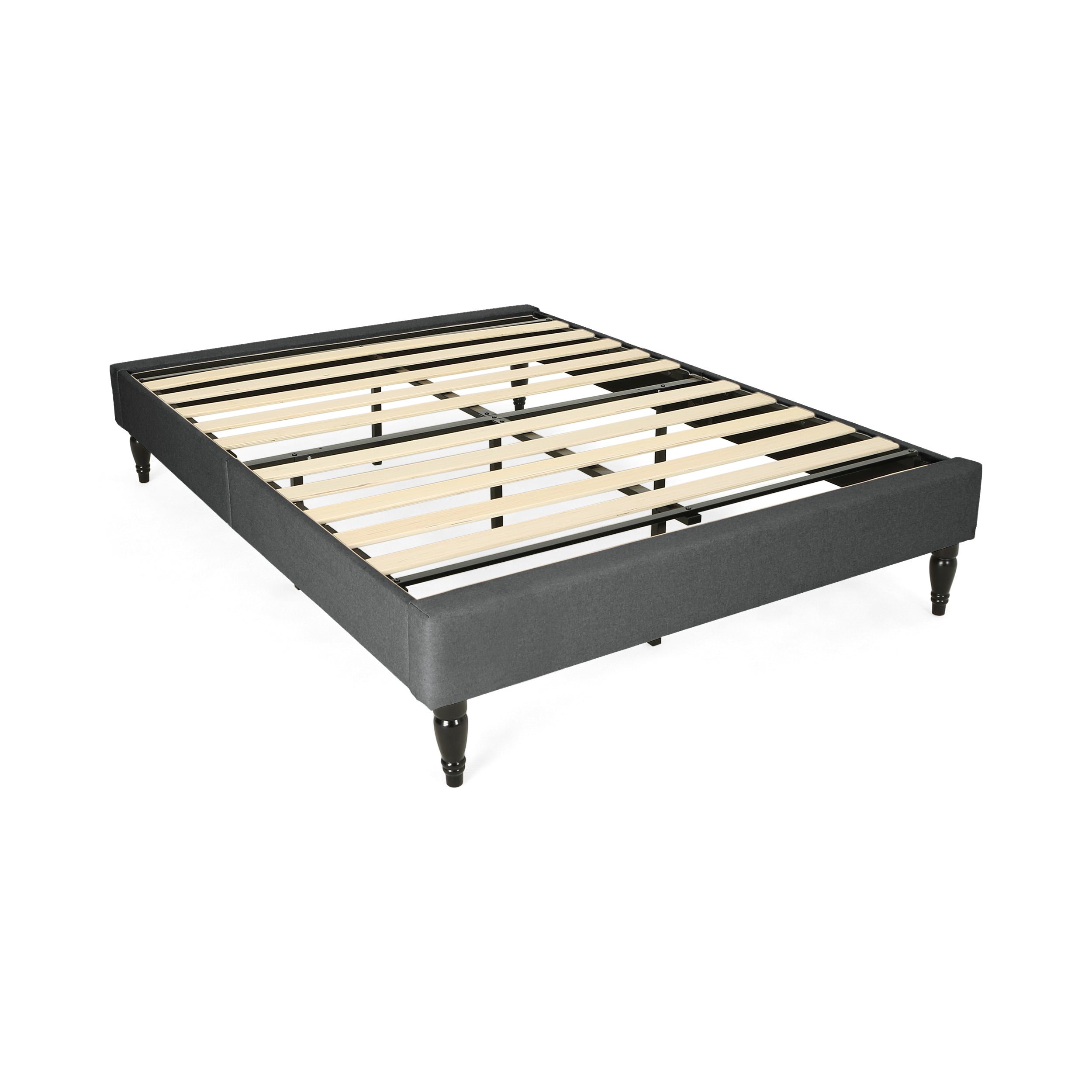 Luca Contemporary Upholstered Queen Bed Frame with Turned Legs