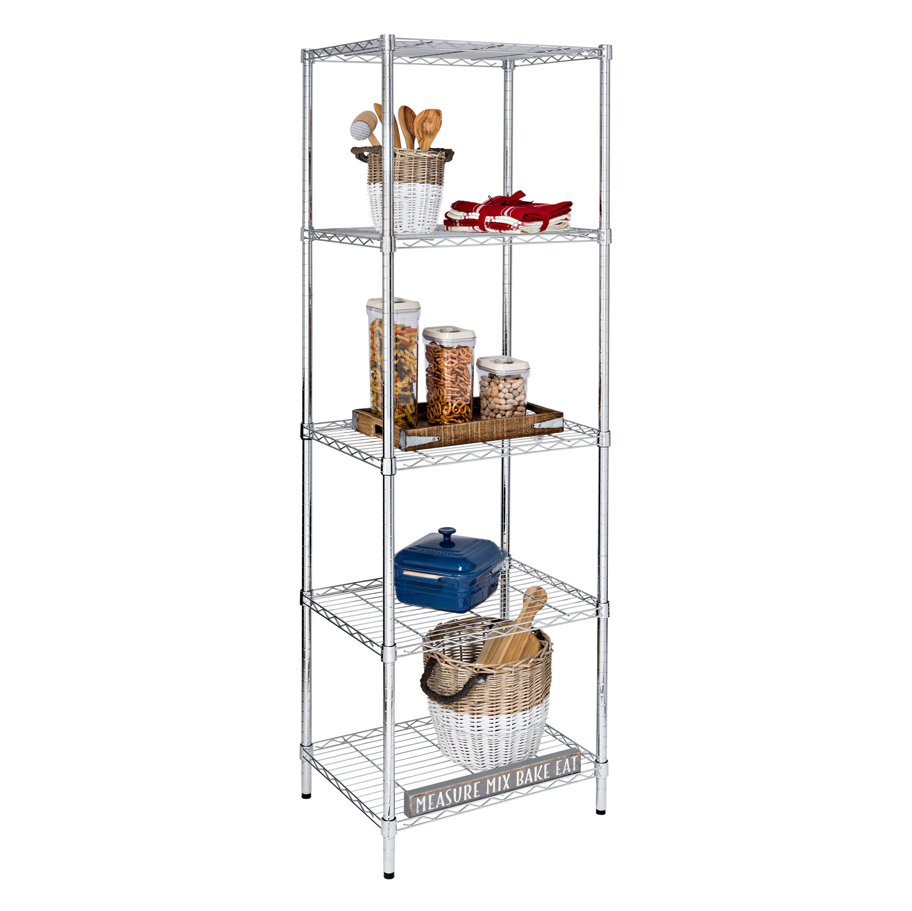 Honey-Can-Do 5-Tier Heavy Duty Adjustable Storage Shelving Unit With 250-lb Per Shelf Capacity, Chrome,Shelves & Shelf Units Chrome,Steel