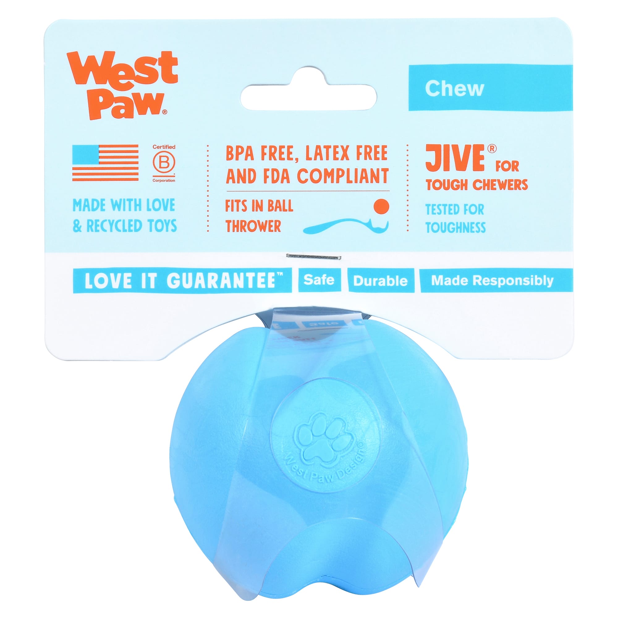 West Paw Jive Ball Assorted Dog Chew Toy， X-Small