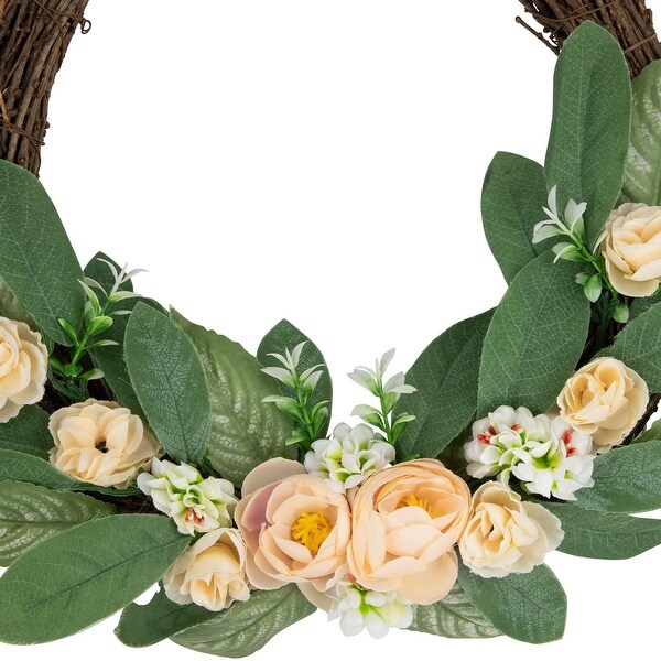 14 Mini Peach Rose Half Floral Spring Wreath