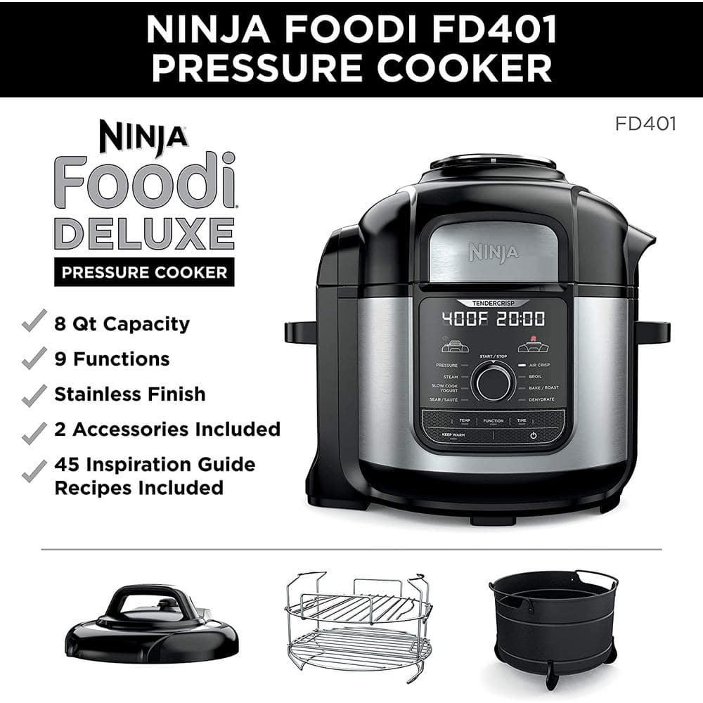 NINJA Foodi Deluxe 8 qt Black Electric Pressure Cooker and Air Fryer