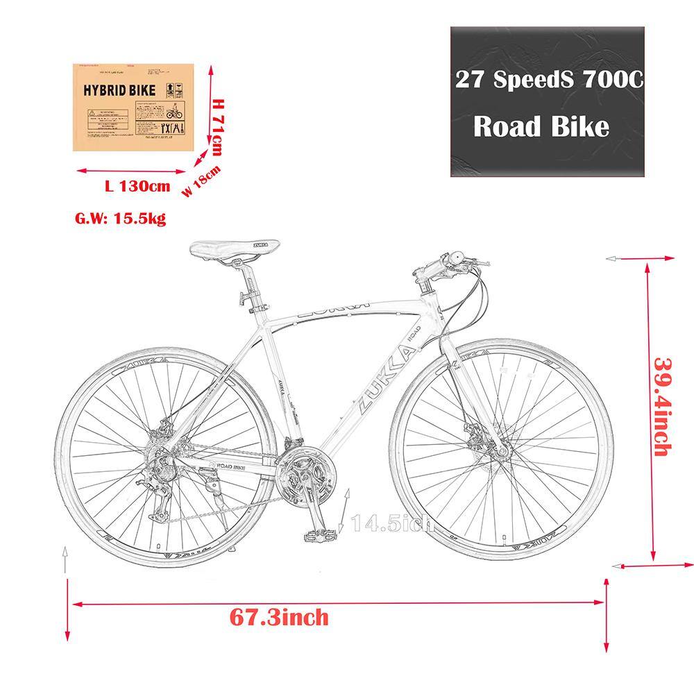 28 in. 27 Speed Hybrid Aluminium Light Blue Disc Brake 700C Road Bike BYY413-3