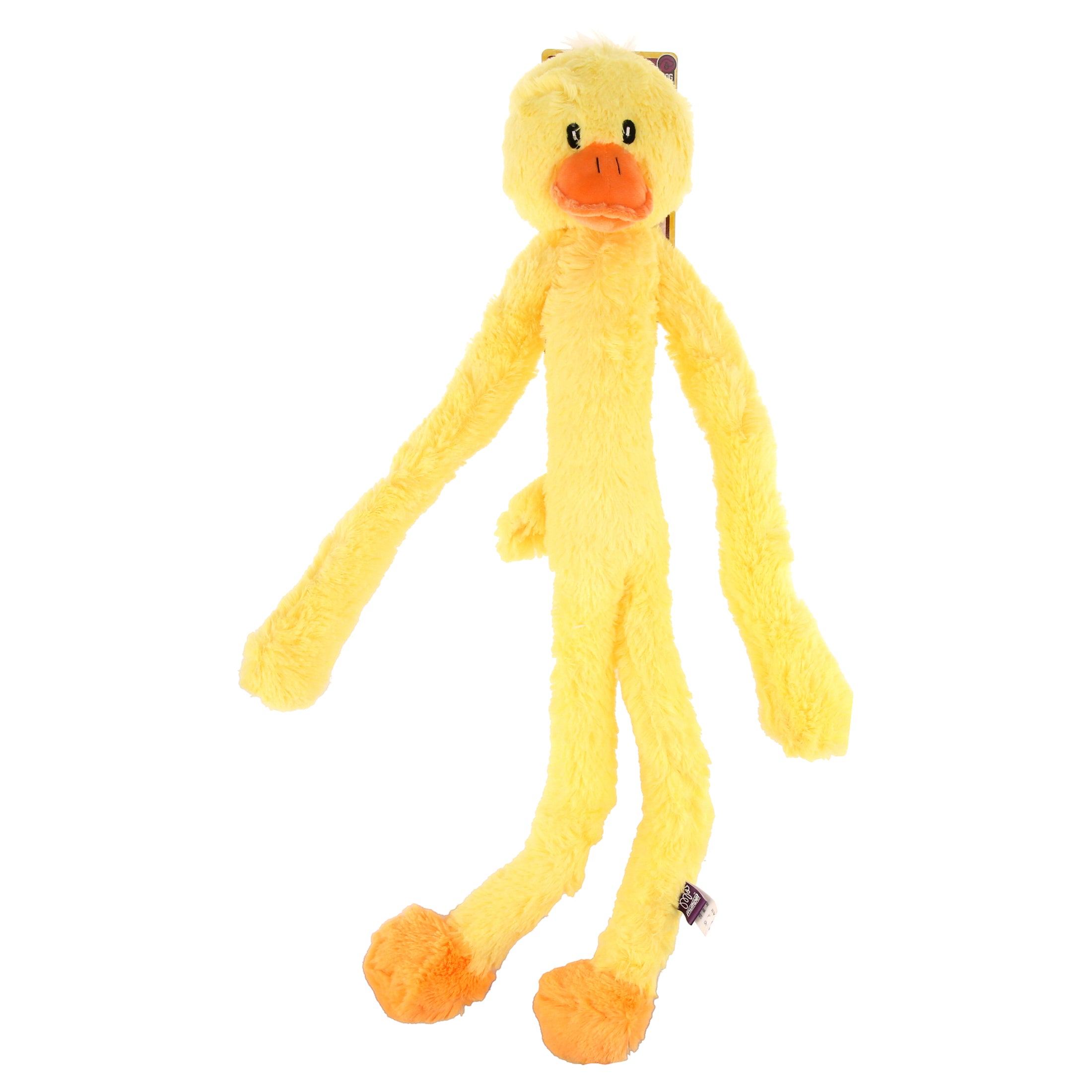 Multipet Swingin' Slevins Duck Plush Dog Toy， Extra Long， Extra Squeakers