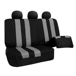 FH Group Modern Stripe Fabric 21 in. x 20 in. x 2 in. Full Set Seat Covers DMFB036115GRAY