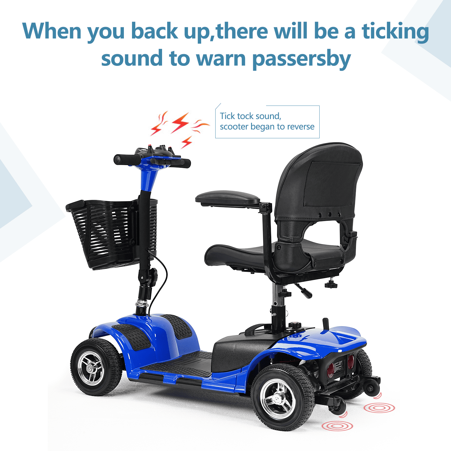 4 Wheel Scooter Electric Powered Mobile Wheelchair Folding Mobility Scooter for Seniors Adult Elderly,Max Weight 300lbs,Max Speed 3.7mph,Blue