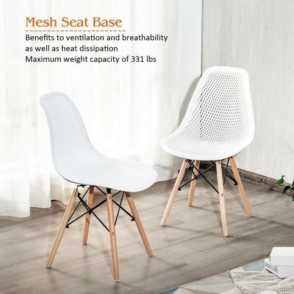 4 Pcs Modern Plastic Hollow Chair Set with Wood Leg - 22