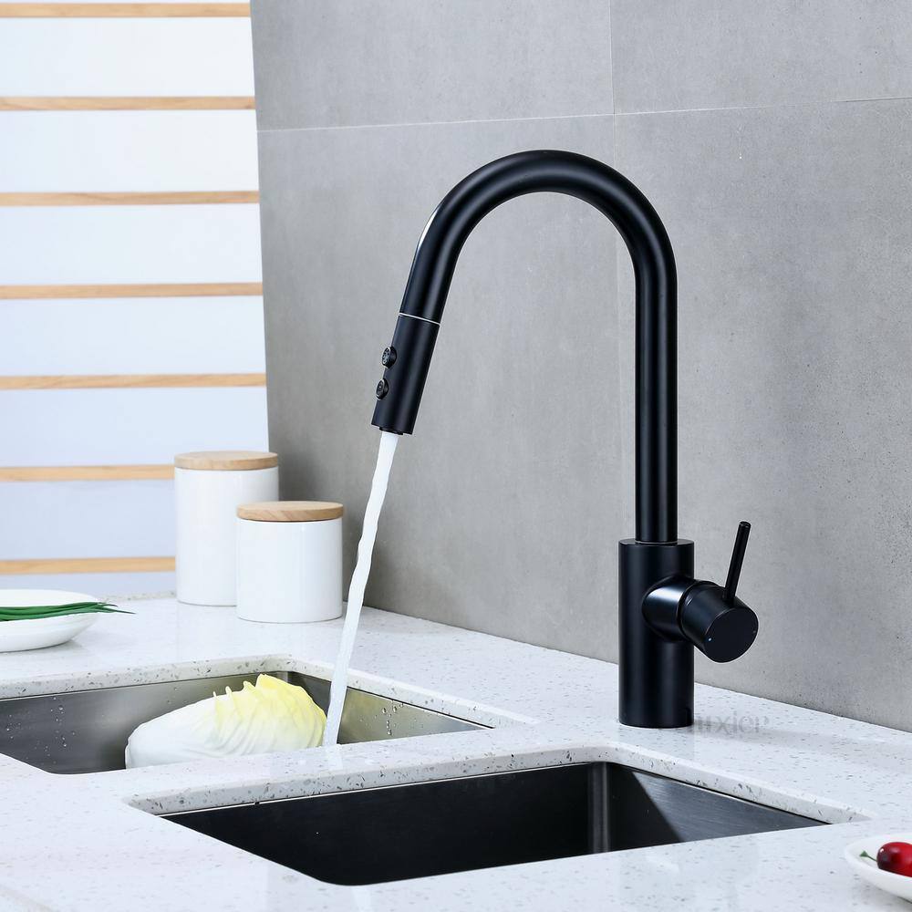 LUXIER Single-Handle Pull-Down Sprayer Kitchen Faucet with 2-Function Sprayhead in Matte Black KTS21-TM