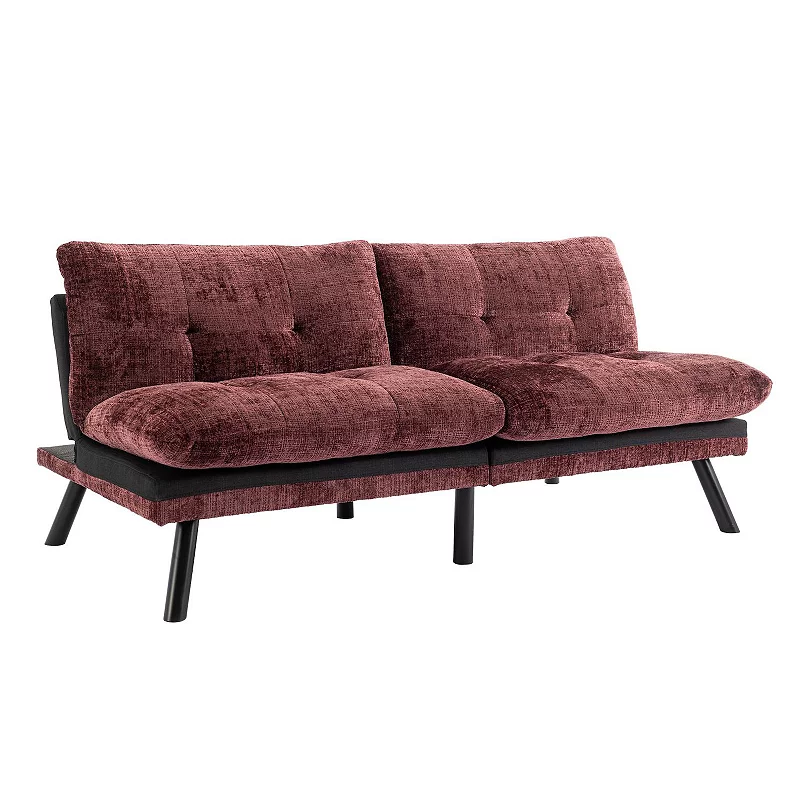 F.c Design Convertible Sofa Bed Loveseat Futon - Adjustable Lounge Couch With Metal Legs