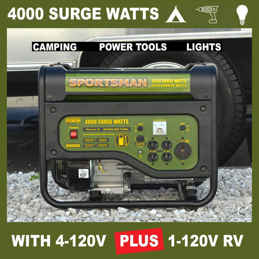 Sportsman 4000Watt3500Watt Recoil Start Gasoline Powered Portable Generator with RV Outlet CO Detector and AutoShutoff