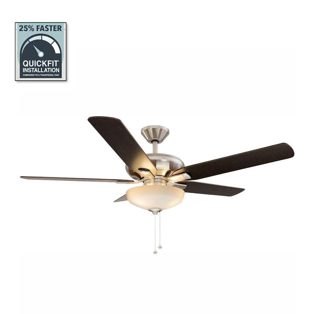 Hampton Bay Holly Springs 52 in LED Indoor Brushed Nickel Ceiling Fan with Light Kit