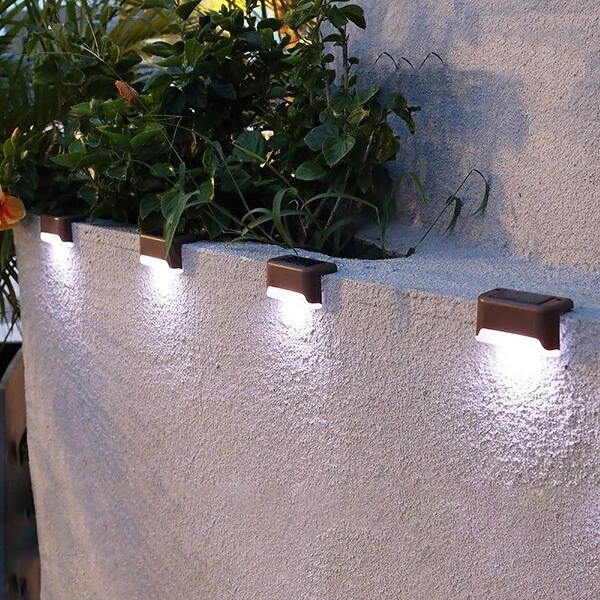 4Pcs Solar LED Deck Lights, Outdoor Lighting Patio Railing Path Lamp