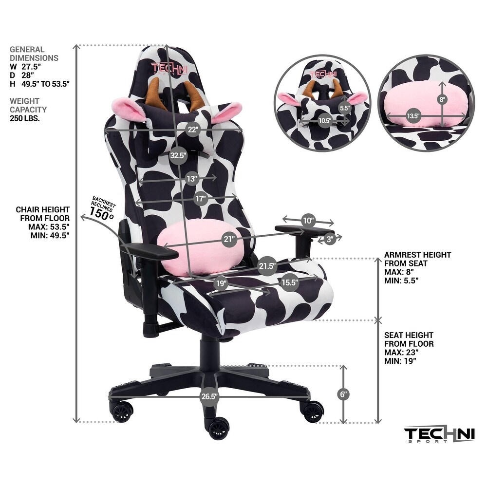 Fun Cow Print Luxx Series Adjustable Gaming Chair