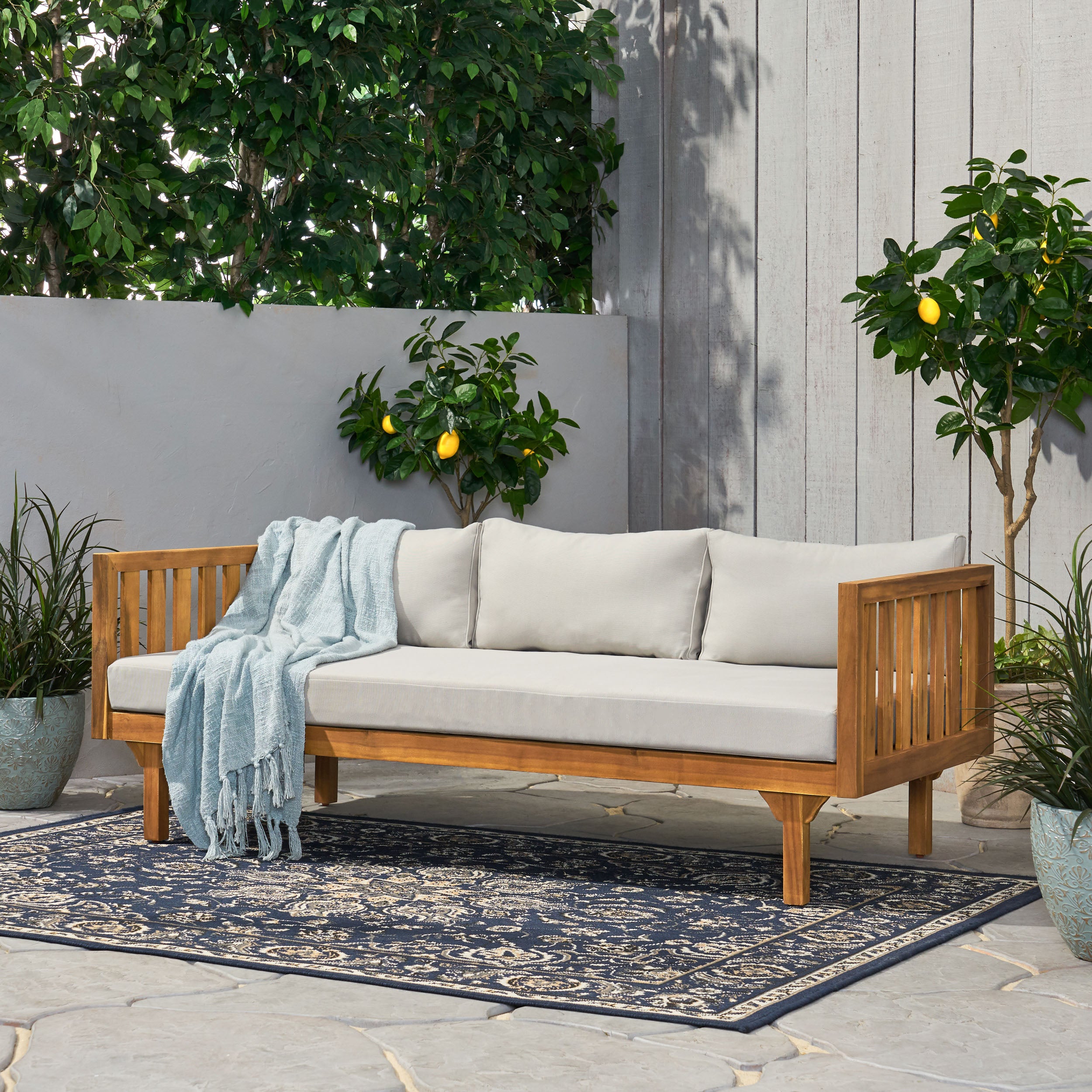 Fonzo Outdoor 3 Seater Acacia Wood Daybed