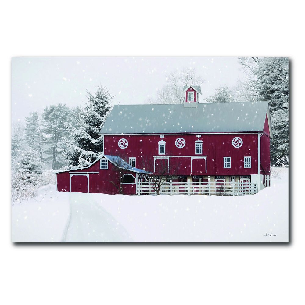 COURTSIDE MARKET Winter Red Barn Canvas Wall Art