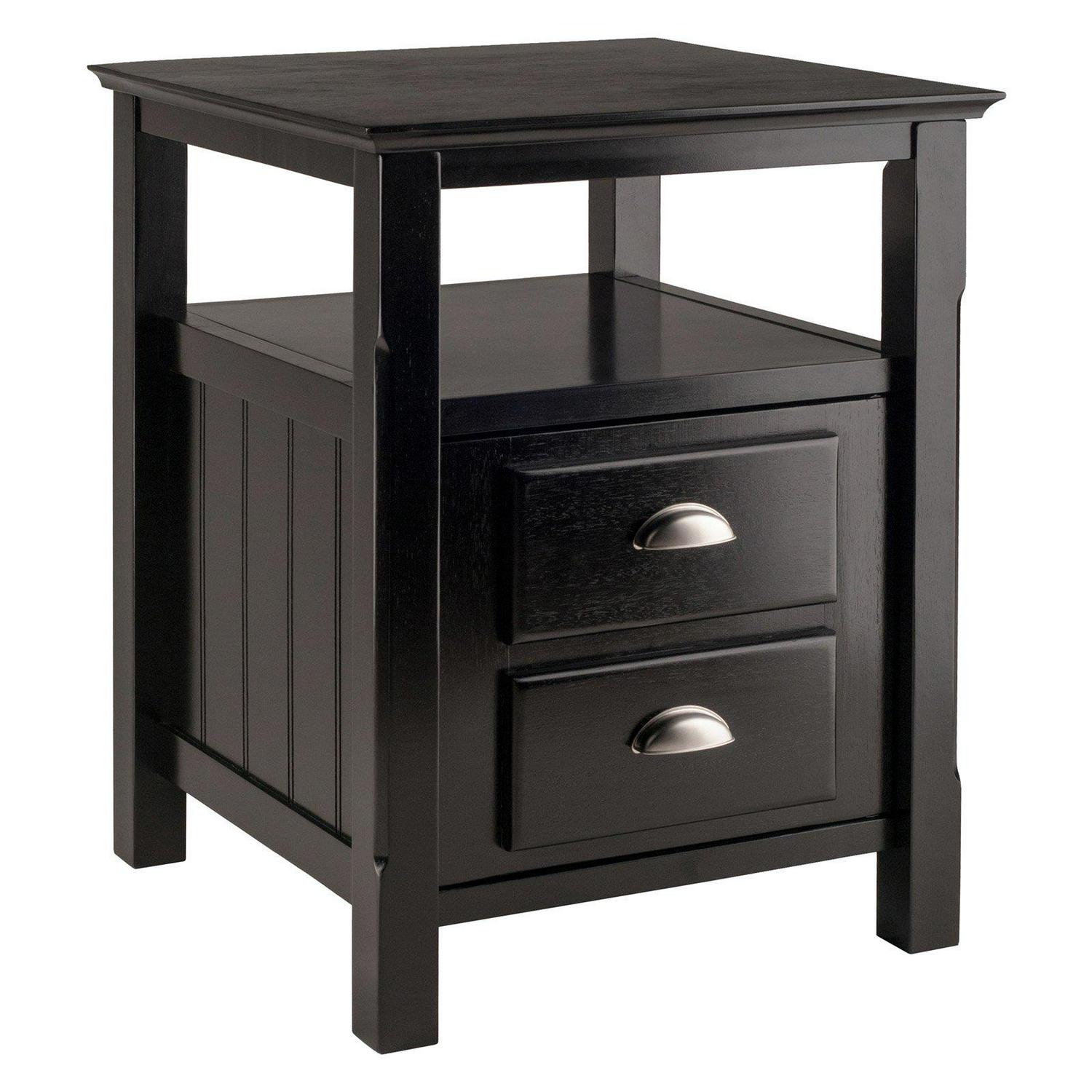 Winsome Wood Timber Nightstand with Door， Black Finish