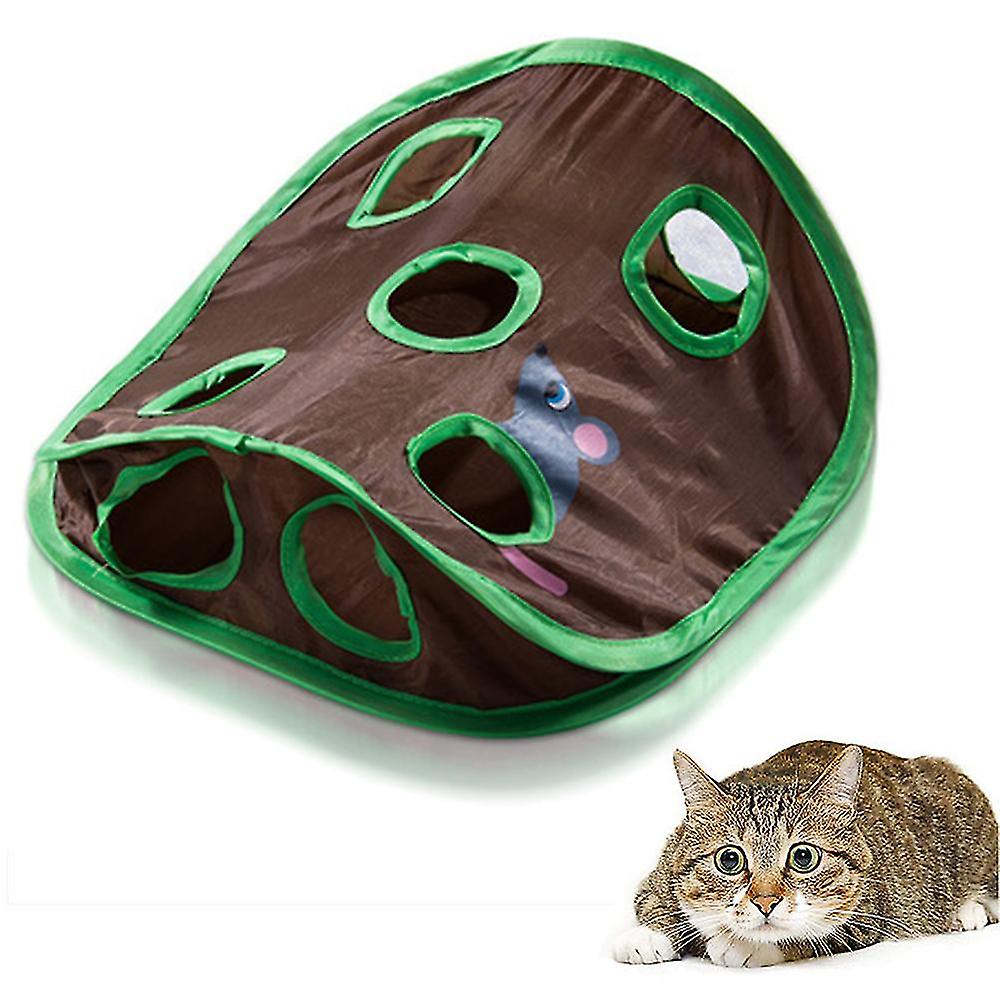 Cat Toy 9 Mouse Holes Pet Cat Interactive Toy Intelligence Training With Bell Ball Folding Creative Vocal Cat Mice Toy Hide Seek Toys