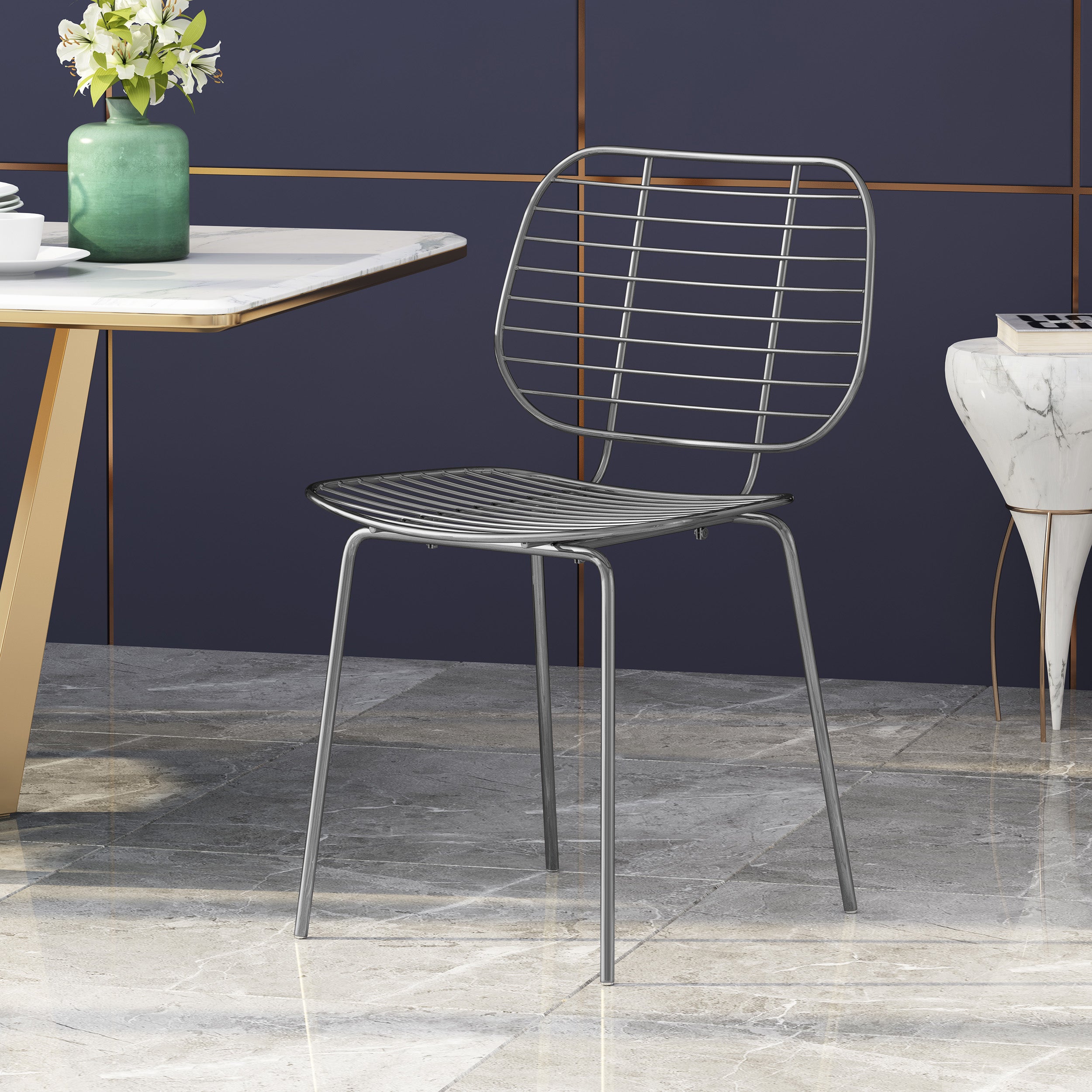 Spyridon Modern Glam Iron Dining Chair