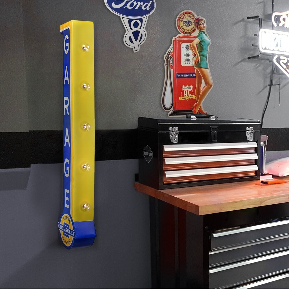 Officially Licensed Chevrolet Super Service Off the Wall Double Sided Marquee LED Sign for Man Cave  Bar  Garage   N/A