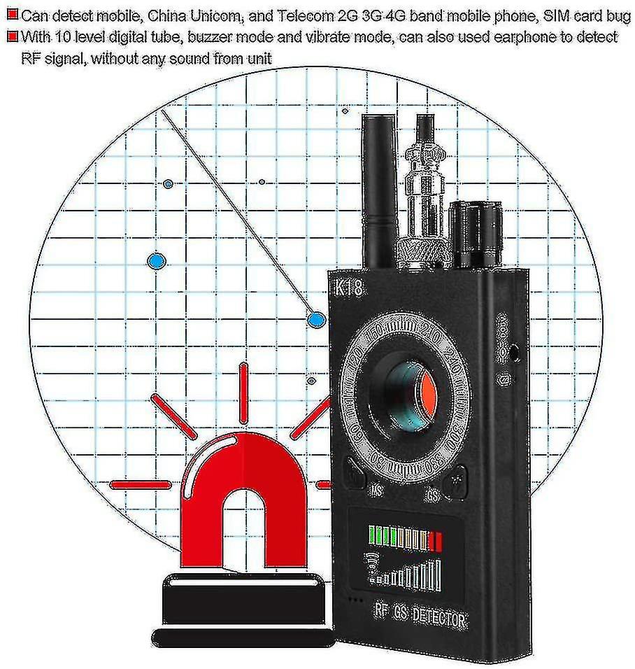 Anti spy Detector， Multi function Wireless Gps Signal Detector Anti eavesdropping