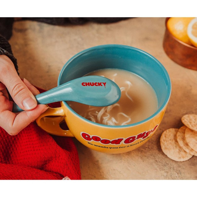 Ceramic Soup Mug With Spoon Holds 24 Ounces